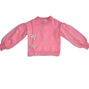 Lola + The Boys Pretty in Pink Bow Sweater girls sz 8 VGUC